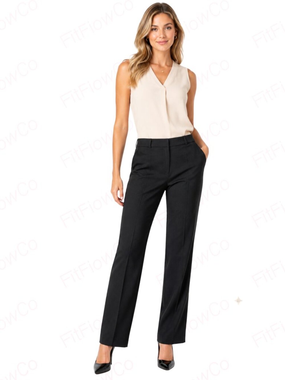 Banana Republic Logan Pants Women 2P Black Wool Blend Straight Leg Petite